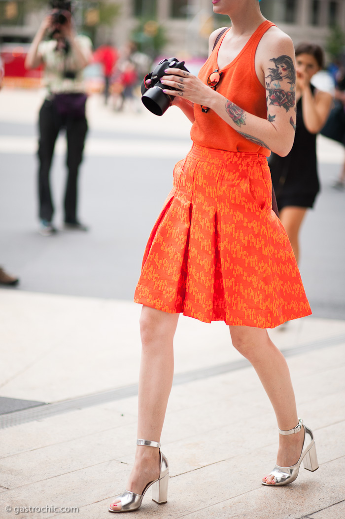 Orange flare skirt