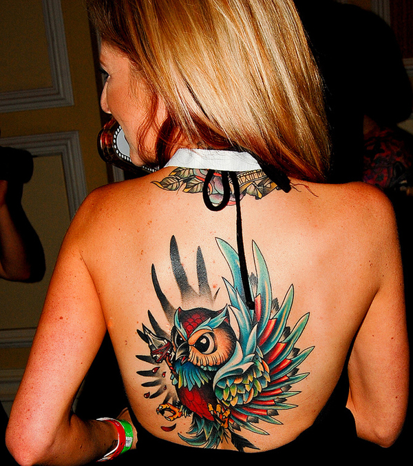 Bird tattoo on back