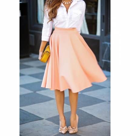 A pastel flare skirt