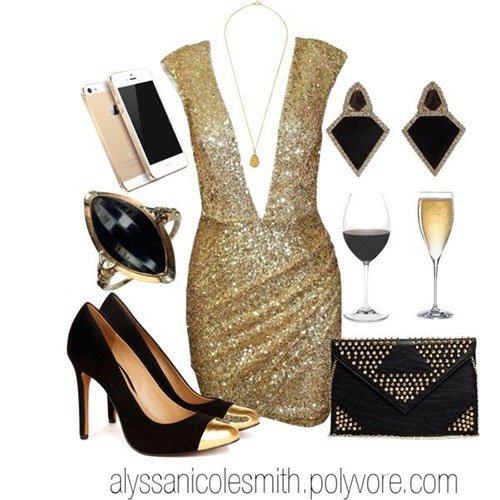 Black and Gold Outfit Idea for Holiday