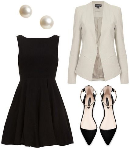 Black dress, white jacket