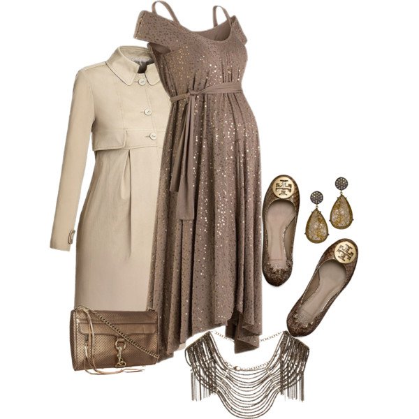 Coffee Sequined Dress Outfit for Party