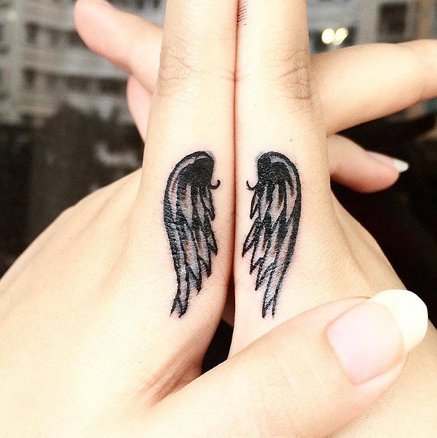 Cute Finger Tattoo with Wings