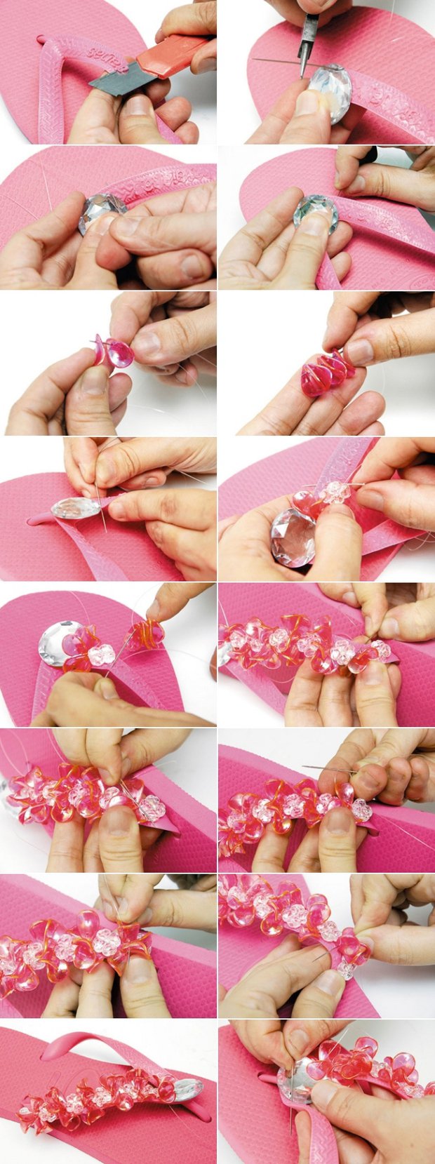 DIY Beads Embellished Flip-flops
