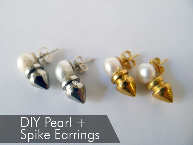 DIY Pearl Earring with Spikes