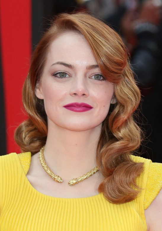 Emma Stone Retro Hairstyle with Bangs