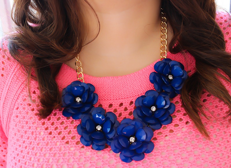Floral statement necklace and sweater