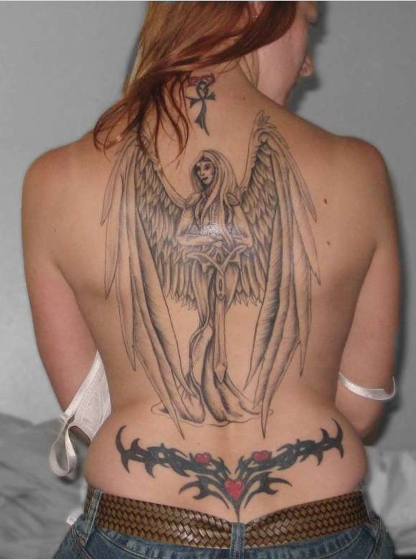 Full Back Angel Tattoos for Women