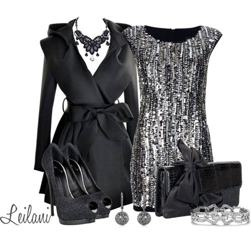 Glitter Black Dress for New Year Party