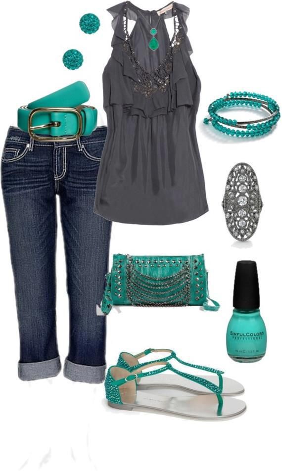 Grey and mint green