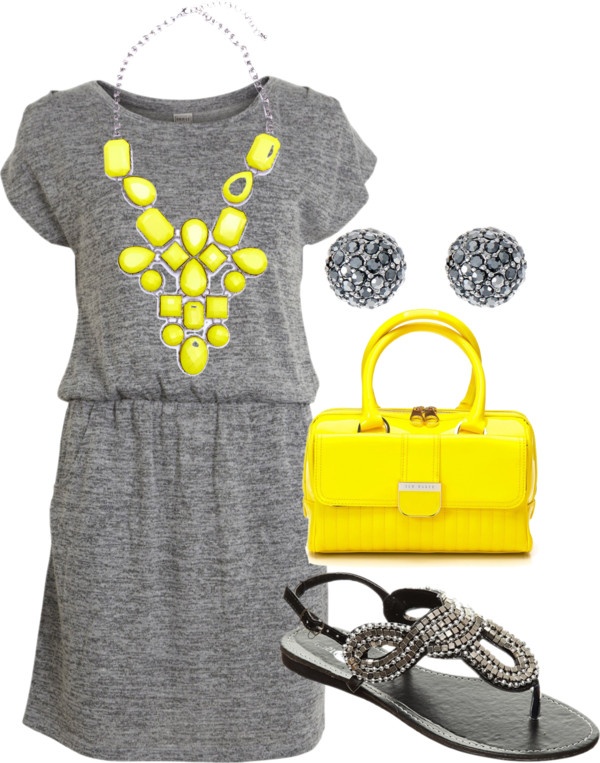 Grey with yellow accessories
