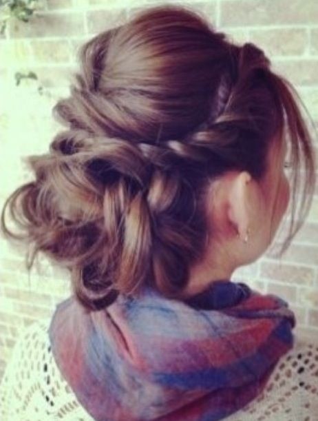 Hair Twisted Back to a Low Messy Bun