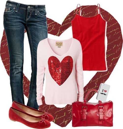 Heart Printed Outfit Idea for Valentine's Day