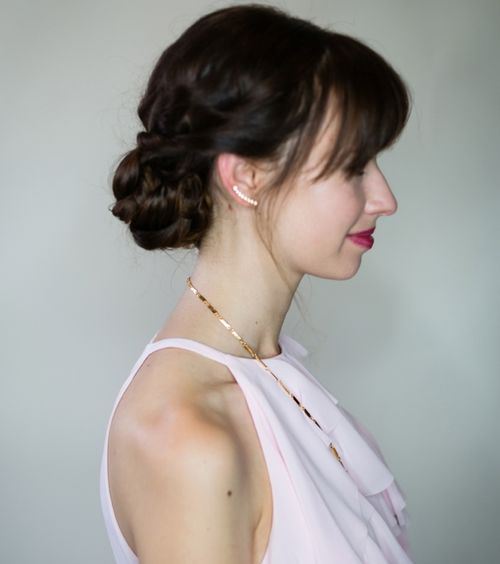 Lovely Braided Updo with Bangs