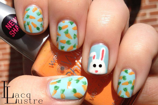 Lovely Bunny and Carrot Nail Design