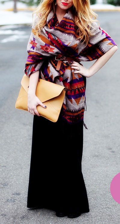 Maxi skirt and poncho