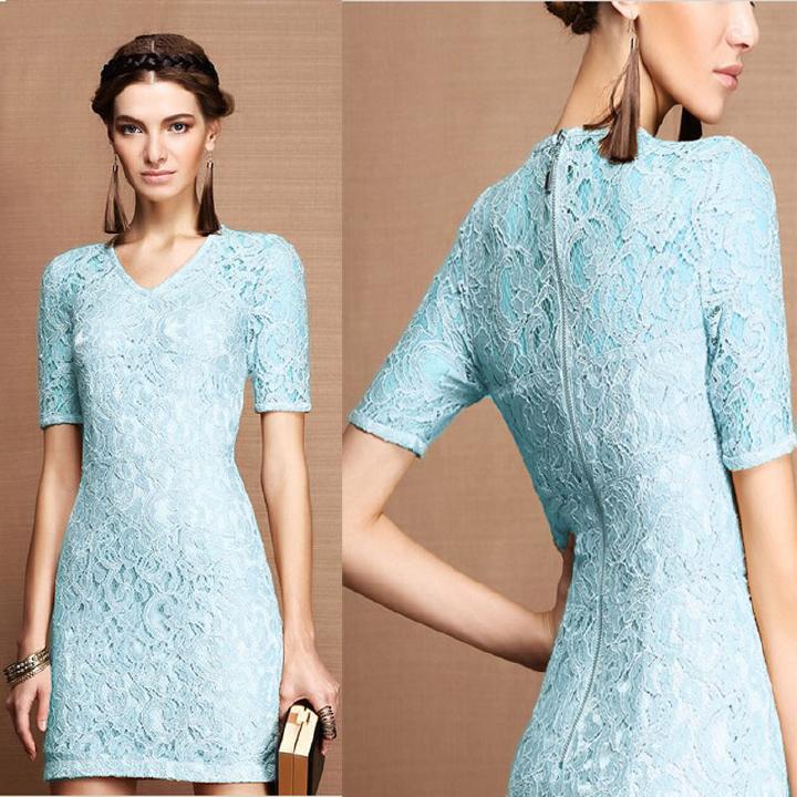 Pastel lace blue dress