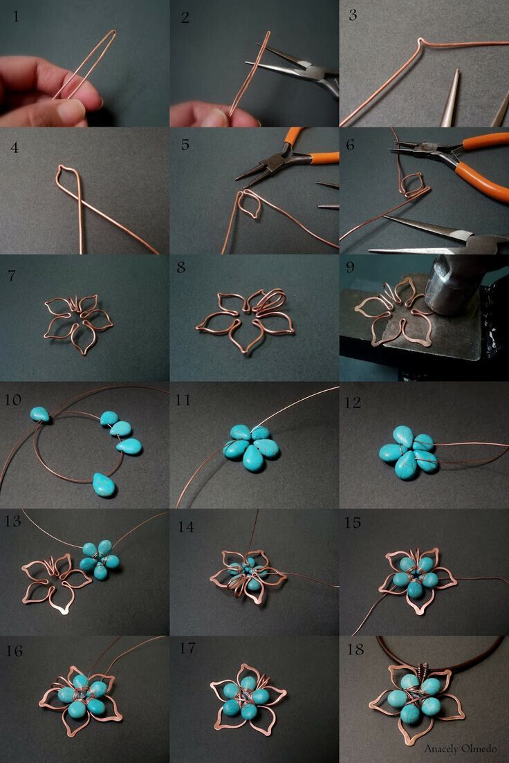 Pendant Necklace DIY Tutorial: Flower Stones and Wire based