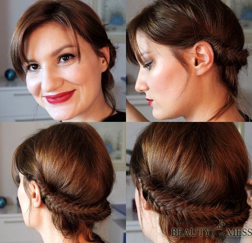 Pretty Fishtail Braided Updo Hairstyle