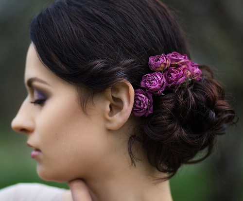 Romantic Curly Updo Hairstyle with Accessories