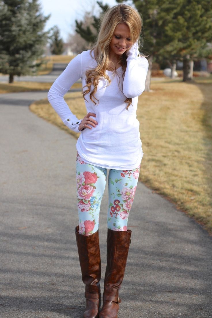 STYLES printed leggings and rider boots