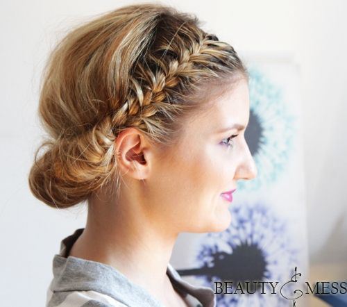 Sweet Updo Hairstyle with Double Braids