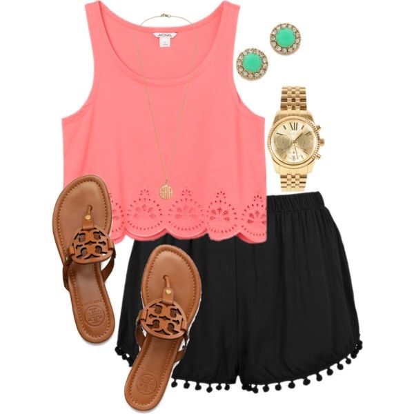 Pink Top and Black Shorts for Summer