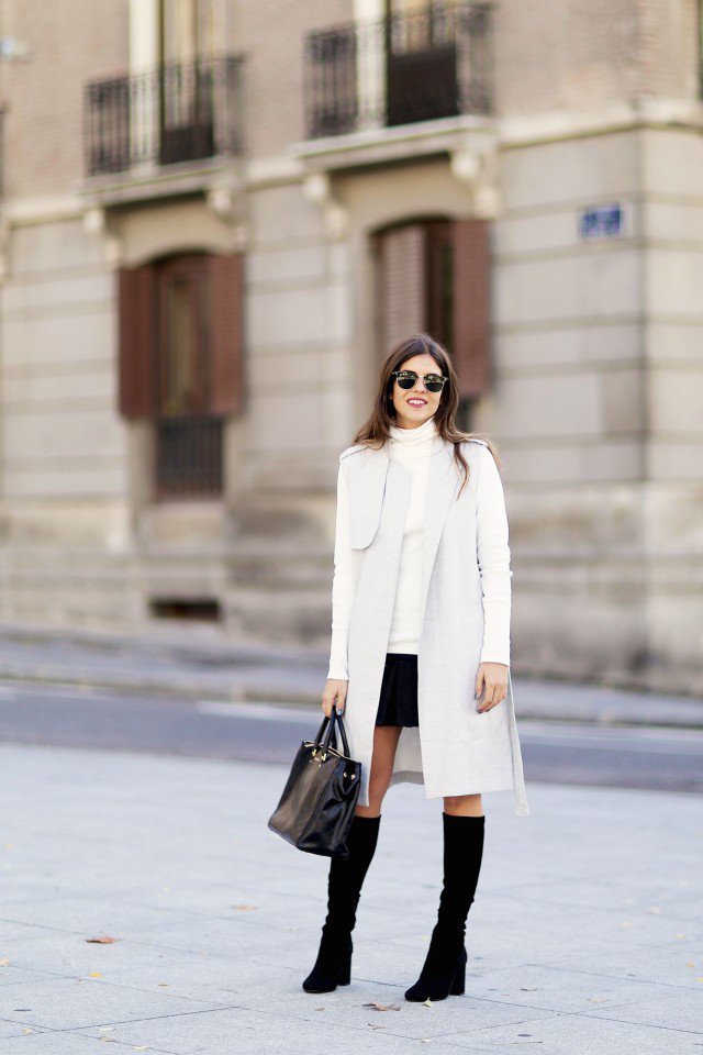 White Cardigan Coat Outfit for Work