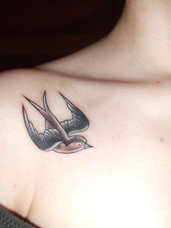Shoulder swallow tattoo