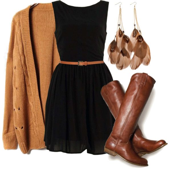 Trendy Winter Outfit with Black Dress